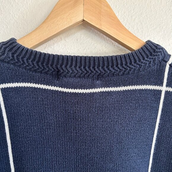 Vintage Nautica Sweater Windowpane Cotton Pullover 90's Dad Preppy - Picture 7 of 8
